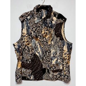 Boho‎ Glam Maximalist Animal Print Patchwork Vest Plus Size 26W Rock Chic Edgy